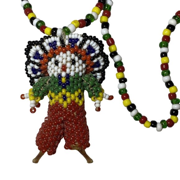 1970s Zuni Beaded Kachina Necklace Southwestern Vintage Art - Picture 6 of 14